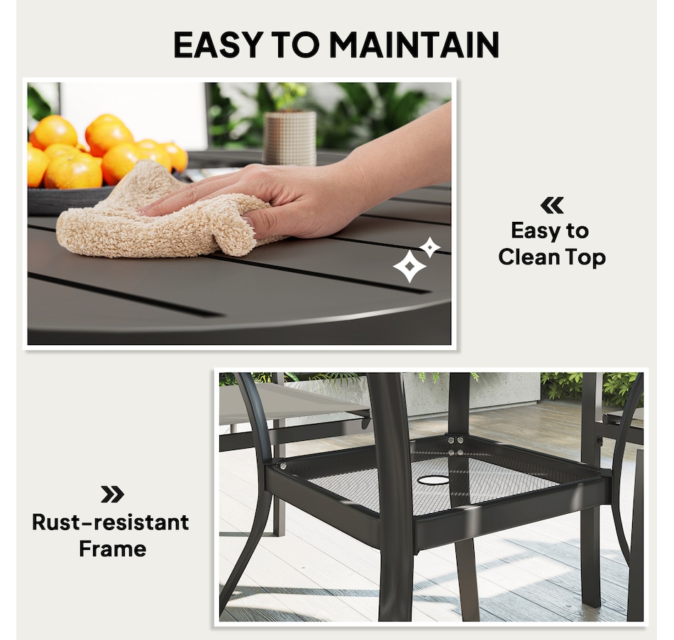 Image 968170_ALTMORE6.jpg, Product 968-170 / Price $359.99, Outsunny 5 Piece Outdoor Dining Set with Round Table and 4 Stackable Chairs from Outsunny on TSC.ca's Home & Garden department