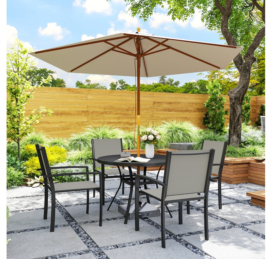 Image 968170_ALTMORE7.jpg, Product 968-170 / Price $359.99, Outsunny 5 Piece Outdoor Dining Set with Round Table and 4 Stackable Chairs from Outsunny on TSC.ca's Home & Garden department