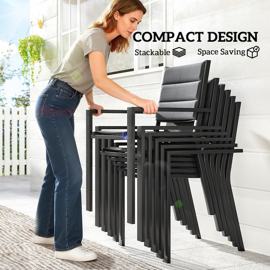 Image 968172_ALTMORE4.jpg, Product 968-172 / Price $699.99, Outsunny Patio Dining Set, Expandable Table, 6 Stackable Chairs, Black from Outsunny on TSC.ca's Home & Garden department