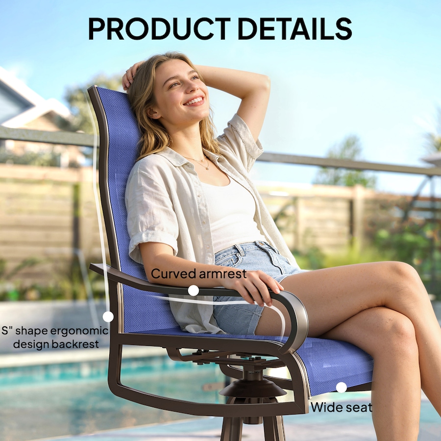 Image 968175_ALTMORE6.jpg, Product 968-175 / Price $249.99, Outsunny Patio Swivel Chairs w/ Mesh Fabric Seat Rocking Chairs, Navy Blue from Outsunny on TSC.ca's Home & Garden department
