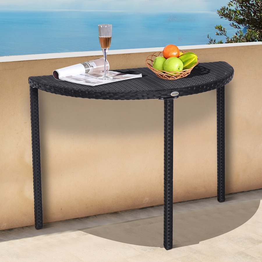 Image 968189_ALTMORE1.jpg, Product 968-189 / Price $79.99, Outsunny Half Round Side Table, Rattan Coffee Table with Metal Frame Black from Outsunny on TSC.ca's Home & Garden department