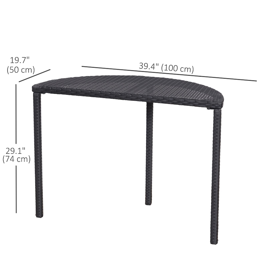 Image 968189_ALTMORE2.jpg, Product 968-189 / Price $79.99, Outsunny Half Round Side Table, Rattan Coffee Table with Metal Frame Black from Outsunny on TSC.ca's Home & Garden department