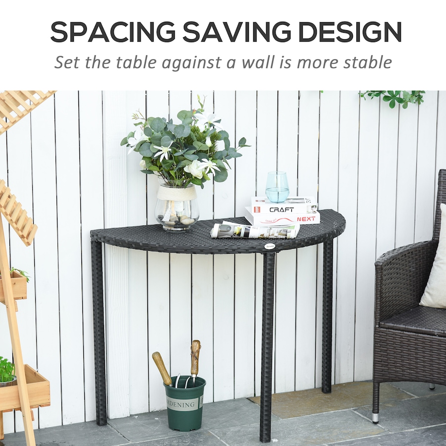 Image 968189_ALTMORE4.jpg, Product 968-189 / Price $79.99, Outsunny Half Round Side Table, Rattan Coffee Table with Metal Frame Black from Outsunny on TSC.ca's Home & Garden department