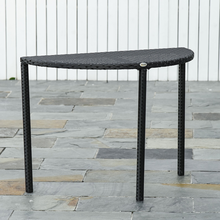 Image 968189_ALTMORE7.jpg, Product 968-189 / Price $79.99, Outsunny Half Round Side Table, Rattan Coffee Table with Metal Frame Black from Outsunny on TSC.ca's Home & Garden department