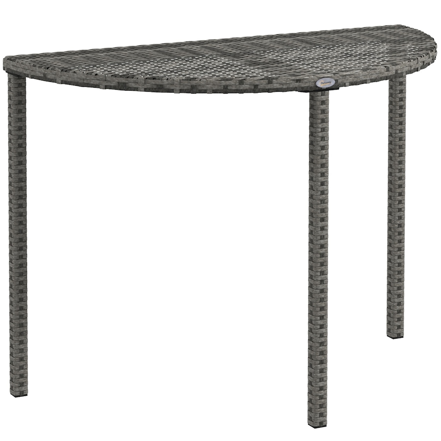 Image 968198.jpg, Product 968-198 / Price $79.99, Outsunny Half Round Side Table, Rattan Coffee Table with Metal Frame Grey from Outsunny on TSC.ca's Home & Garden department