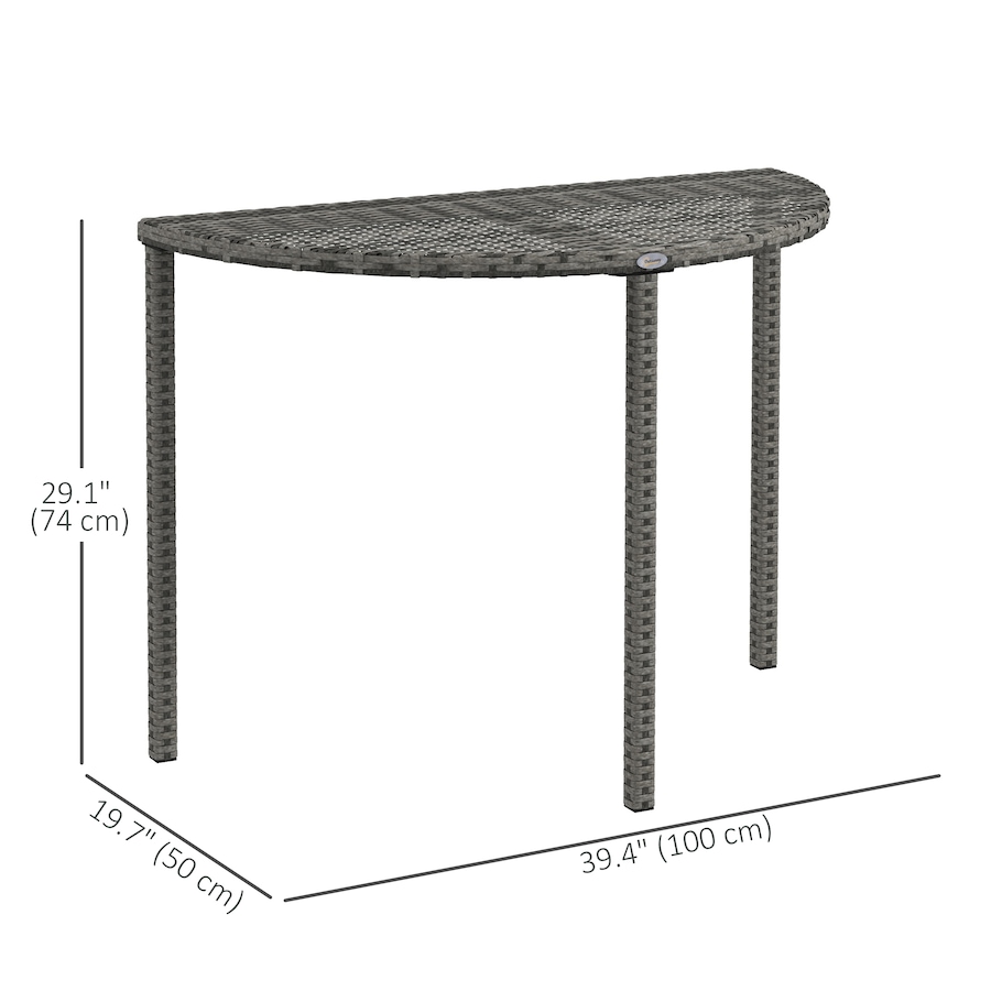 Image 968198_ALTMORE2.jpg, Product 968-198 / Price $79.99, Outsunny Half Round Side Table, Rattan Coffee Table with Metal Frame Grey from Outsunny on TSC.ca's Home & Garden department