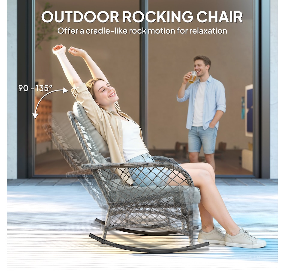 Image 968200_ALTMORE3.jpg, Product 968-200 / Price $359.99, Outsunny 3 Piece Wicker Patio Furniture Rocking Chair Bistro Set, Grey from Outsunny on TSC.ca's Home & Garden department