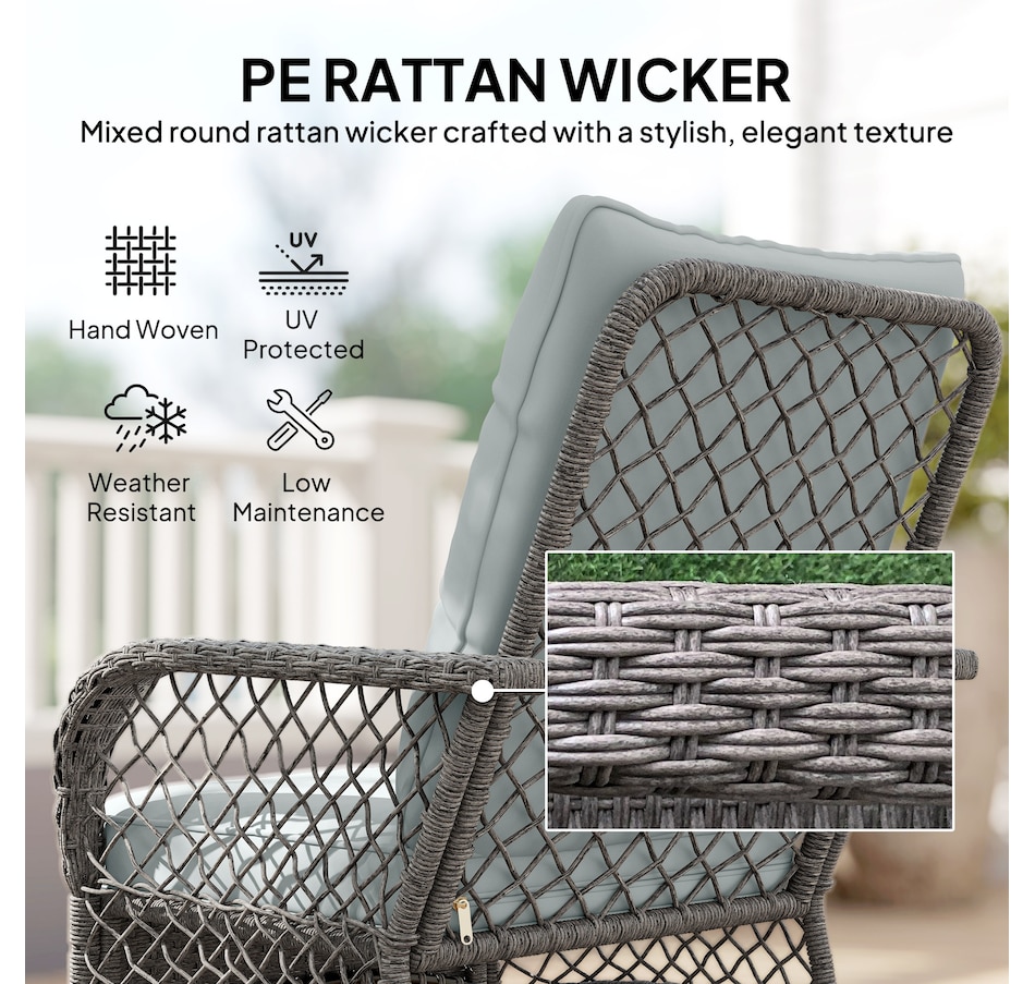 Image 968200_ALTMORE4.jpg, Product 968-200 / Price $359.99, Outsunny 3 Piece Wicker Patio Furniture Rocking Chair Bistro Set, Grey from Outsunny on TSC.ca's Home & Garden department