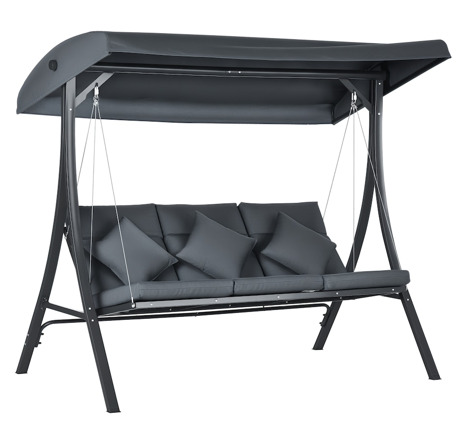 Image 968202.jpg, Product 968-202 / Price $319.99, Outsunny 3-Person Patio Swing Chair, Outdoor Porch Swing Bench, Dark Grey from Outsunny on TSC.ca's Home & Garden department