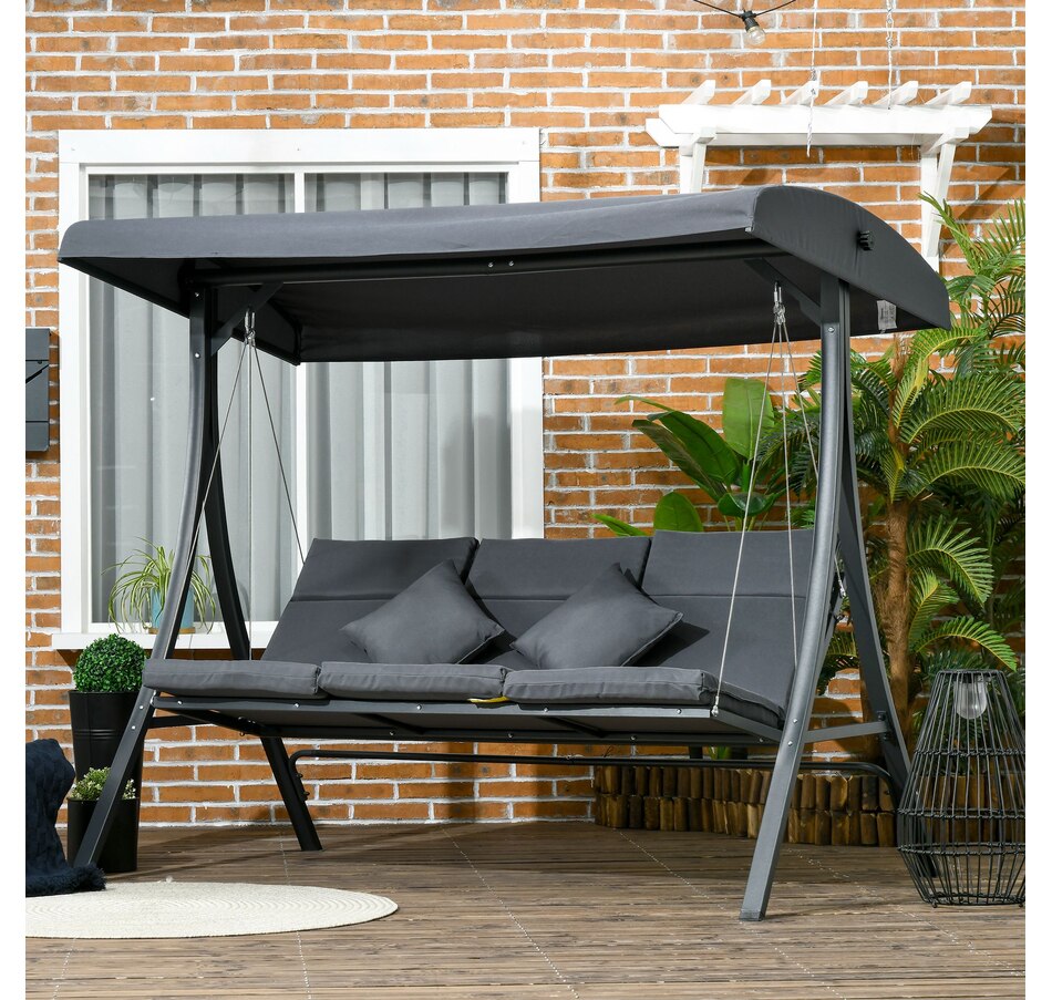 Image 968202_ALTMORE1.jpg, Product 968-202 / Price $319.99, Outsunny 3-Person Patio Swing Chair, Outdoor Porch Swing Bench, Dark Grey from Outsunny on TSC.ca's Home & Garden department