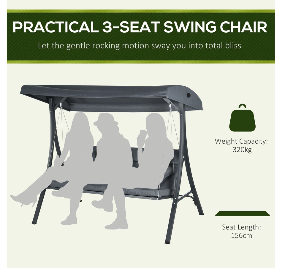 Image 968202_ALTMORE3.jpg, Product 968-202 / Price $319.99, Outsunny 3-Person Patio Swing Chair, Outdoor Porch Swing Bench, Dark Grey from Outsunny on TSC.ca's Home & Garden department