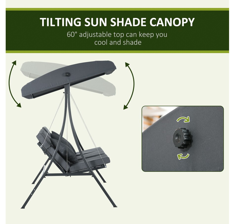 Image 968202_ALTMORE4.jpg, Product 968-202 / Price $319.99, Outsunny 3-Person Patio Swing Chair, Outdoor Porch Swing Bench, Dark Grey from Outsunny on TSC.ca's Home & Garden department