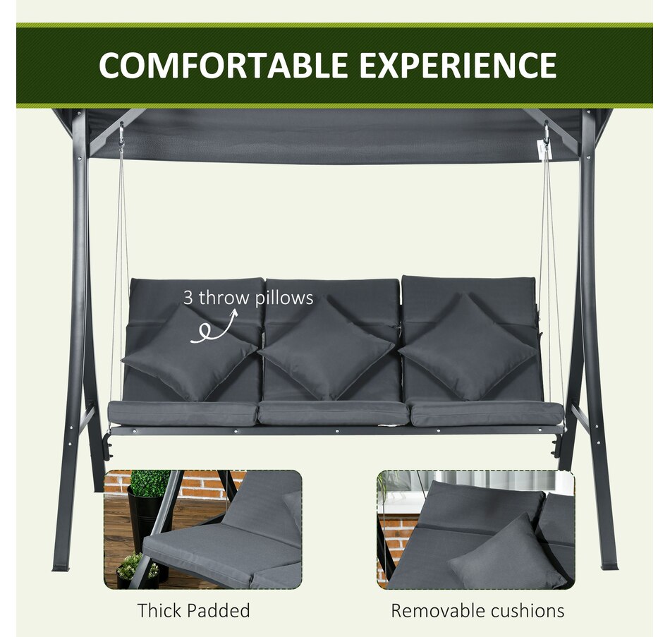 Image 968202_ALTMORE5.jpg, Product 968-202 / Price $319.99, Outsunny 3-Person Patio Swing Chair, Outdoor Porch Swing Bench, Dark Grey from Outsunny on TSC.ca's Home & Garden department