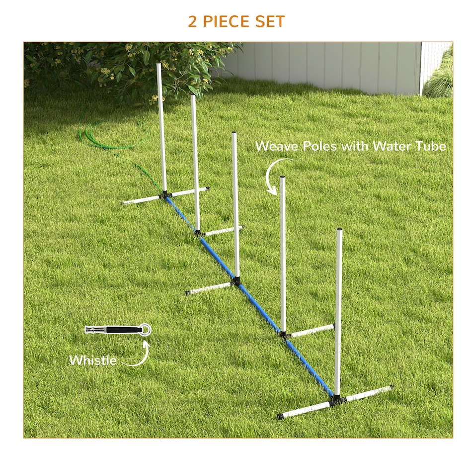 Image 968207_ALTMORE3.jpg, Product 968-207 / Price $27.99, PawHut 2PCs Dog Agility Equipment Set with Weave Poles, White from PawHut on TSC.ca's Home & Garden department