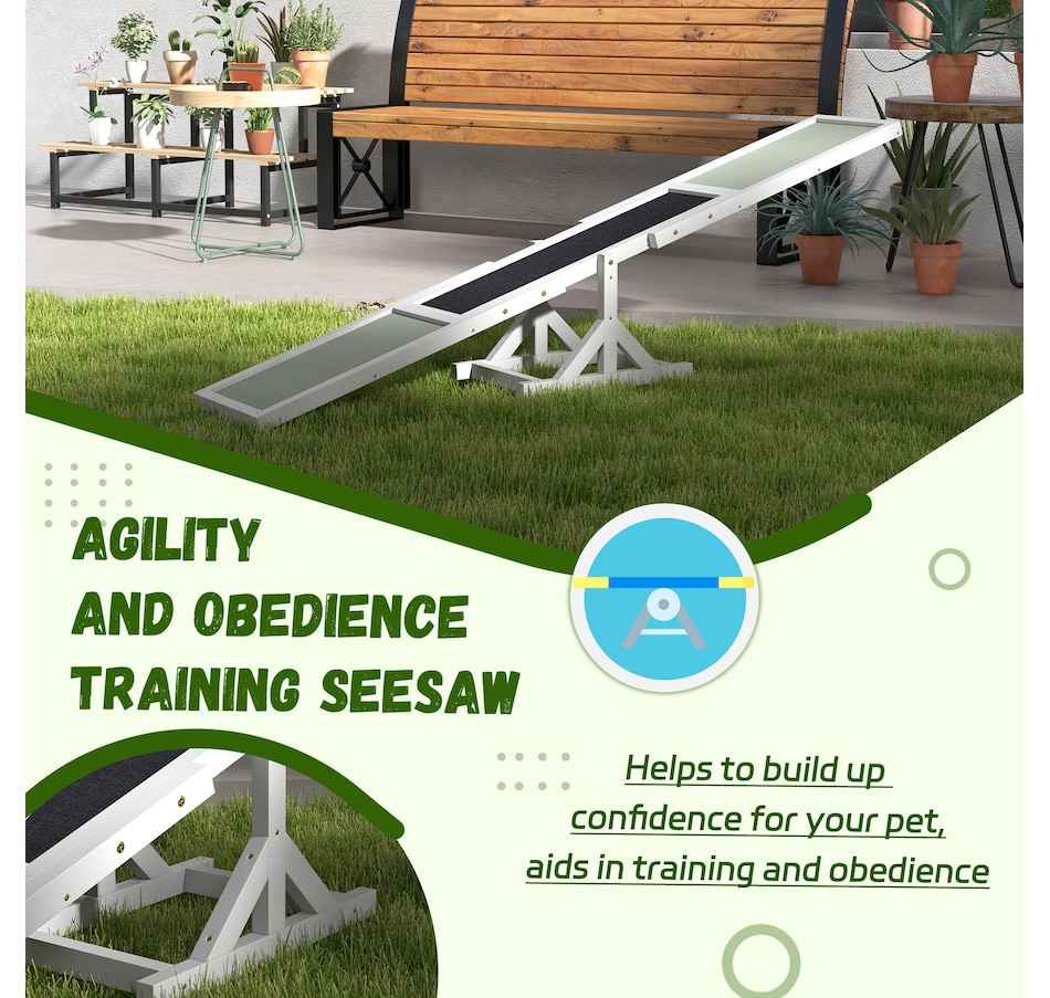Image 968208_ALTMORE6.jpg, Product 968-208 / Price $66.99, PawHut Wooden Dog Seesaw Pet Agility Equipment for Obedience Training White from PawHut on TSC.ca's Home & Garden department