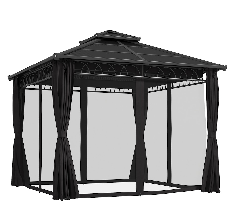 Image 968220.jpg, Product 968-220 / Price $849.99, Outsunny 10' x 10' Double Roof Hardtop Gazebo with Nettings Curtains Black from Outsunny on TSC.ca's Home & Garden department