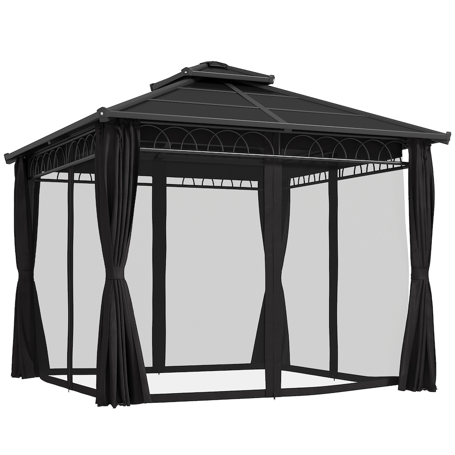 Image 968220.jpg, Product 968-220 / Price $829.99, Outsunny 10' x 10' Double Roof Hardtop Gazebo with Nettings Curtains Black from Outsunny on TSC.ca's Home & Garden department