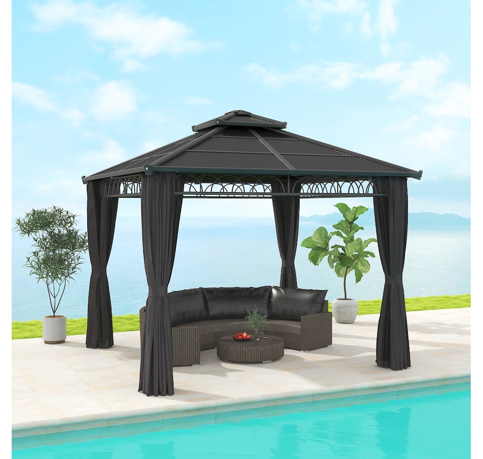 Image 968220_ALTMORE1.jpg, Product 968-220 / Price $849.99, Outsunny 10' x 10' Double Roof Hardtop Gazebo with Nettings Curtains Black from Outsunny on TSC.ca's Home & Garden department