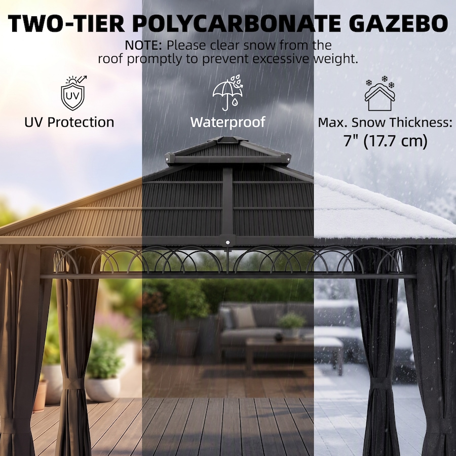 Image 968220_ALTMORE11.jpg, Product 968-220 / Price $829.99, Outsunny 10' x 10' Double Roof Hardtop Gazebo with Nettings Curtains Black from Outsunny on TSC.ca's Home & Garden department