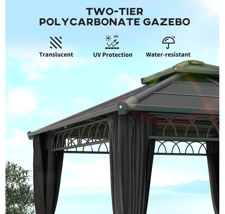 Image 968220_ALTMORE3.jpg, Product 968-220 / Price $849.99, Outsunny 10' x 10' Double Roof Hardtop Gazebo with Nettings Curtains Black from Outsunny on TSC.ca's Home & Garden department