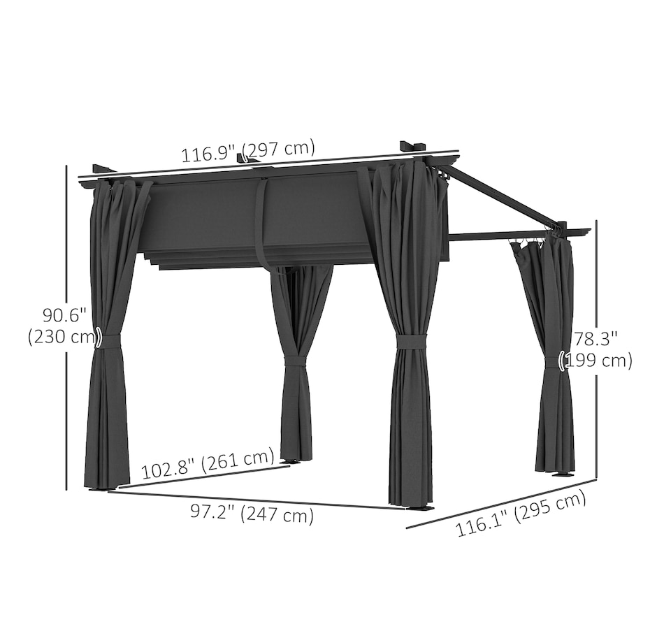Image 968221_ALTMORE2.jpg, Product 968-221 / Price $409.99, Outsunny 8' x 8.5' Metal Pergola with Retractable Canopy and Sidewalls from Outsunny on TSC.ca's Home & Garden department