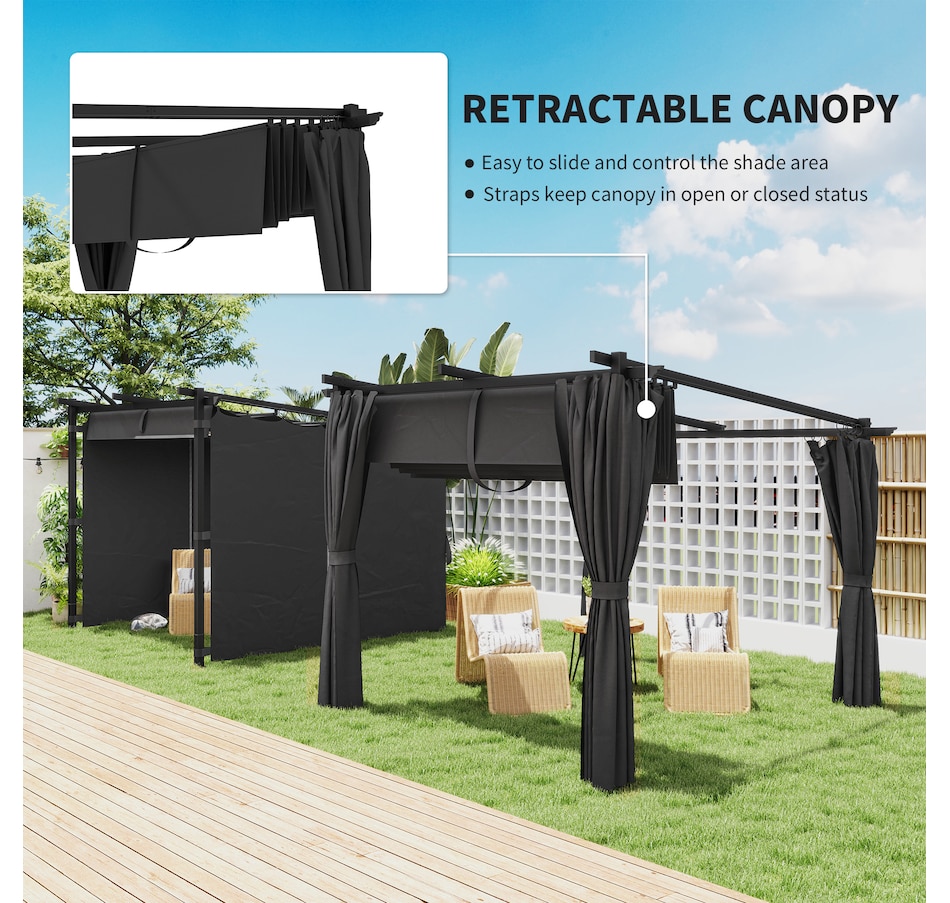 Image 968221_ALTMORE3.jpg, Product 968-221 / Price $409.99, Outsunny 8' x 8.5' Metal Pergola with Retractable Canopy and Sidewalls from Outsunny on TSC.ca's Home & Garden department