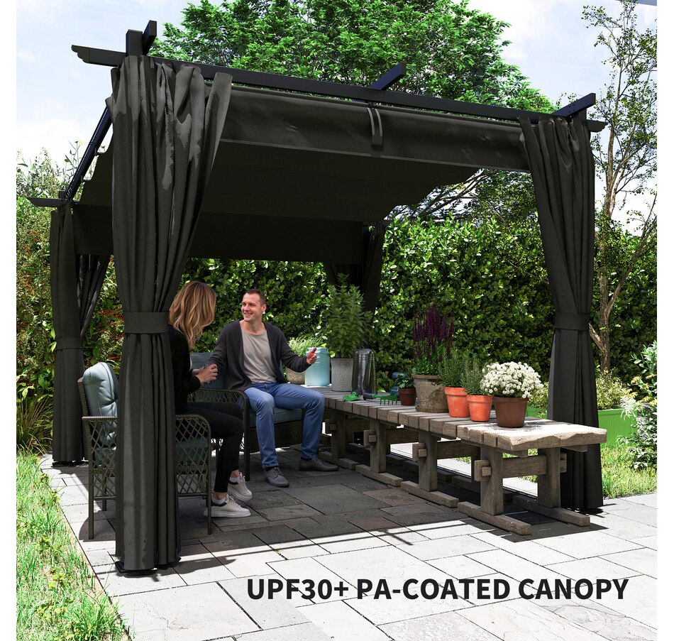 Image 968221_ALTMORE5.jpg, Product 968-221 / Price $409.99, Outsunny 8' x 8.5' Metal Pergola with Retractable Canopy and Sidewalls from Outsunny on TSC.ca's Home & Garden department