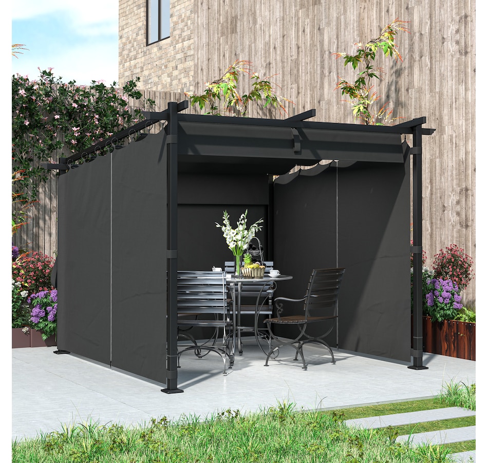 Image 968221_ALTMORE8.jpg, Product 968-221 / Price $409.99, Outsunny 8' x 8.5' Metal Pergola with Retractable Canopy and Sidewalls from Outsunny on TSC.ca's Home & Garden department