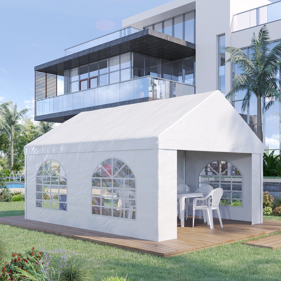 Image 968224_ALTMORE1.jpg, Product 968-224 / Price $319.99, Outsunny 16.5 x 13ft Party Tent with Sides, 4 Windows and 2 Doors, White from Outsunny on TSC.ca's Home & Garden department