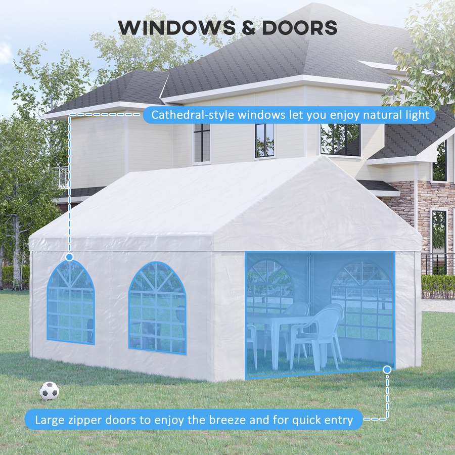 Image 968224_ALTMORE4.jpg, Product 968-224 / Price $319.99, Outsunny 16.5 x 13ft Party Tent with Sides, 4 Windows and 2 Doors, White from Outsunny on TSC.ca's Home & Garden department