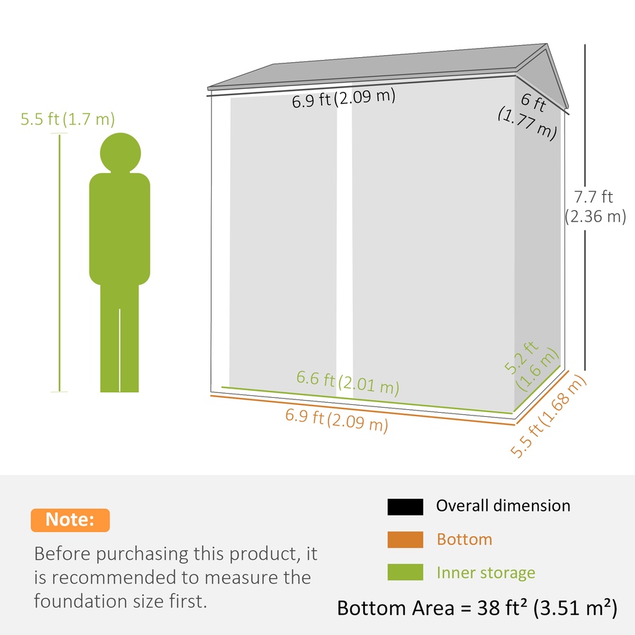 Image 968226_ALTMORE2.jpg, Product 968-226 / Price $389.99, Outsunny 7' x 6' Tall Outdoor Storage Shed, Waterproof Shed, Dark Grey from Outsunny on TSC.ca's Home & Garden department