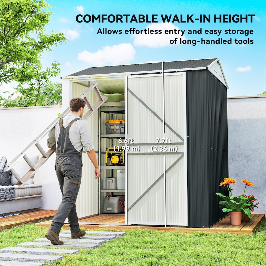 Image 968226_ALTMORE3.jpg, Product 968-226 / Price $389.99, Outsunny 7' x 6' Tall Outdoor Storage Shed, Waterproof Shed, Dark Grey from Outsunny on TSC.ca's Home & Garden department