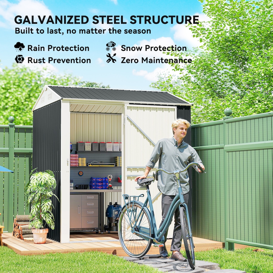 Image 968226_ALTMORE4.jpg, Product 968-226 / Price $389.99, Outsunny 7' x 6' Tall Outdoor Storage Shed, Waterproof Shed, Dark Grey from Outsunny on TSC.ca's Home & Garden department