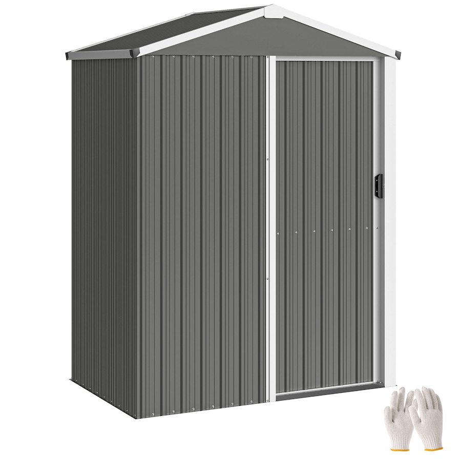 Image 968228.jpg, Product 968-228 / Price $199.99, Outsunny 4.5 x 3ft Outdoor Storage Shed, Metal Garden Shed, Light Grey from Outsunny on TSC.ca's Home & Garden department