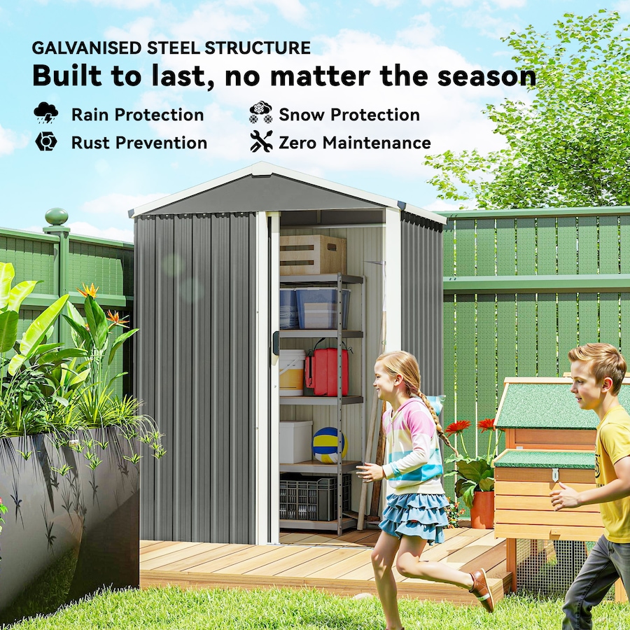 Image 968228_ALTMORE3.jpg, Product 968-228 / Price $199.99, Outsunny 4.5 x 3ft Outdoor Storage Shed, Metal Garden Shed, Light Grey from Outsunny on TSC.ca's Home & Garden department