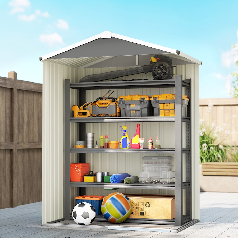 Image 968228_ALTMORE6.jpg, Product 968-228 / Price $199.99, Outsunny 4.5 x 3ft Outdoor Storage Shed, Metal Garden Shed, Light Grey from Outsunny on TSC.ca's Home & Garden department