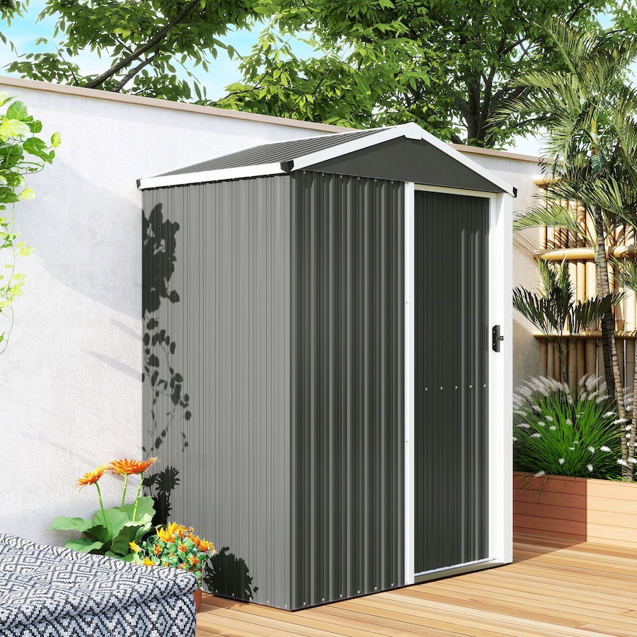Image 968228_ALTMORE8.jpg, Product 968-228 / Price $199.99, Outsunny 4.5 x 3ft Outdoor Storage Shed, Metal Garden Shed, Light Grey from Outsunny on TSC.ca's Home & Garden department