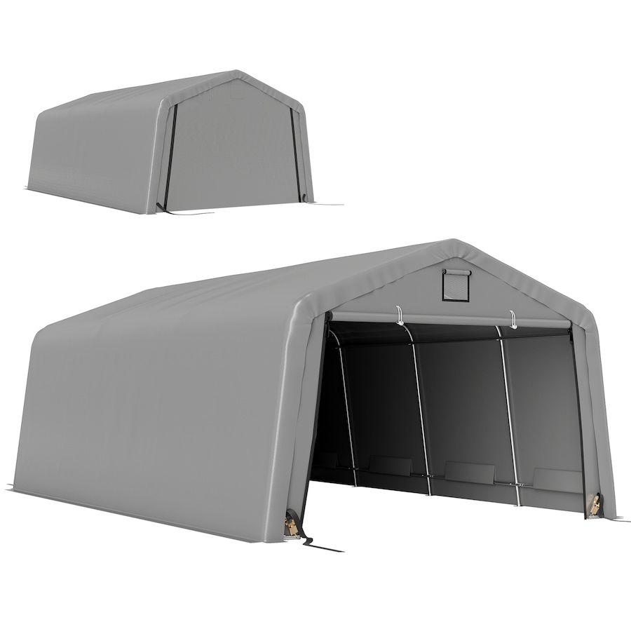 Image 968234.jpg, Product 968-234 / Price $399.99, Outsunny 12' x 20' Garage Carport with Ventilation Windows, Light Grey from Outsunny on TSC.ca's Home & Garden department
