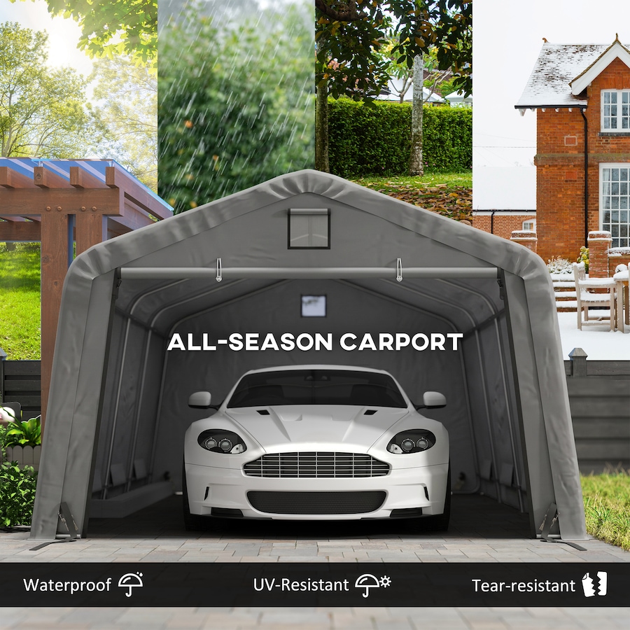 Image 968234_ALTMORE10.jpg, Product 968-234 / Price $399.99, Outsunny 12' x 20' Garage Carport with Ventilation Windows, Light Grey from Outsunny on TSC.ca's Home & Garden department