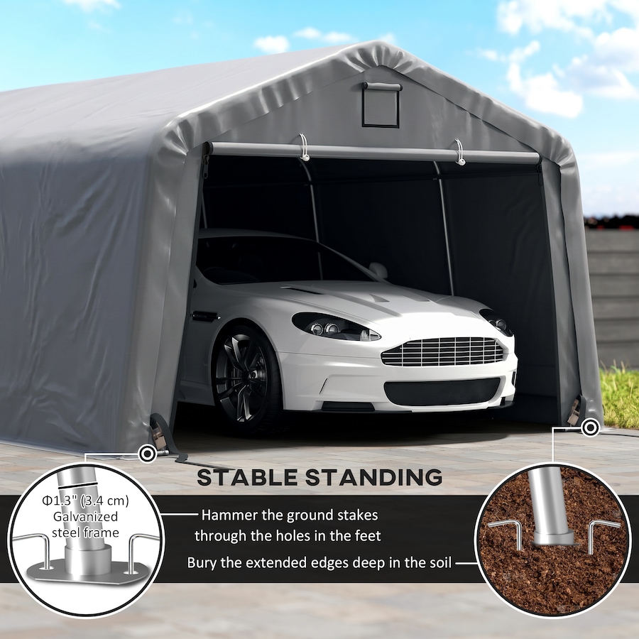 Image 968234_ALTMORE11.jpg, Product 968-234 / Price $399.99, Outsunny 12' x 20' Garage Carport with Ventilation Windows, Light Grey from Outsunny on TSC.ca's Home & Garden department