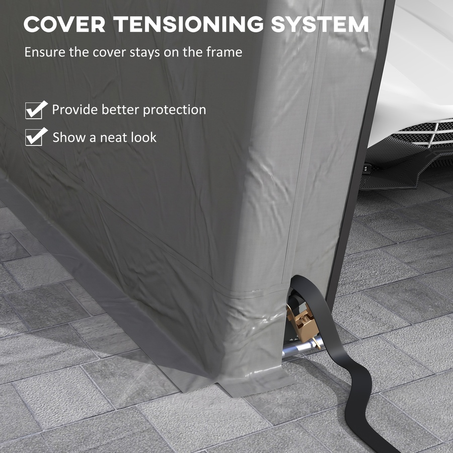 Image 968234_ALTMORE14.jpg, Product 968-234 / Price $399.99, Outsunny 12' x 20' Garage Carport with Ventilation Windows, Light Grey from Outsunny on TSC.ca's Home & Garden department