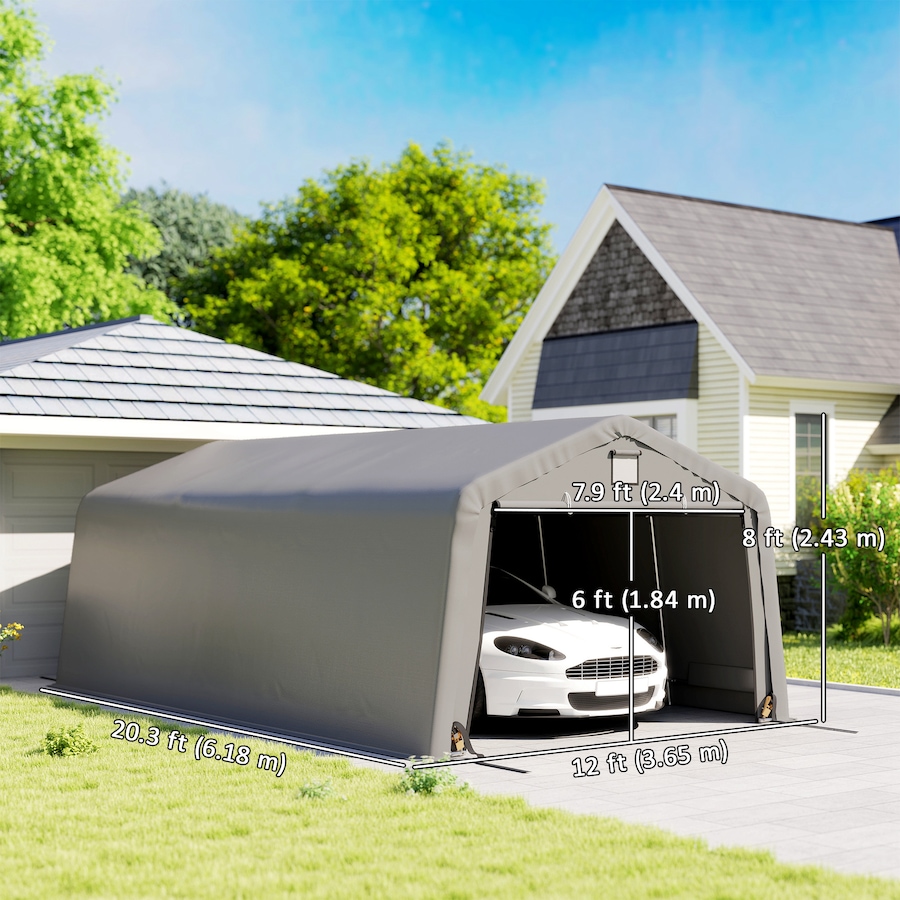 Image 968234_ALTMORE2.jpg, Product 968-234 / Price $399.99, Outsunny 12' x 20' Garage Carport with Ventilation Windows, Light Grey from Outsunny on TSC.ca's Home & Garden department