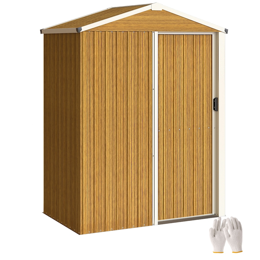Image 968240.jpg, Product 968-240 / Price $179.99, Outsunny 4.5 x 3ft Outdoor Storage Shed, Metal Garden Shed, Wood Grain from Outsunny on TSC.ca's Home & Garden department