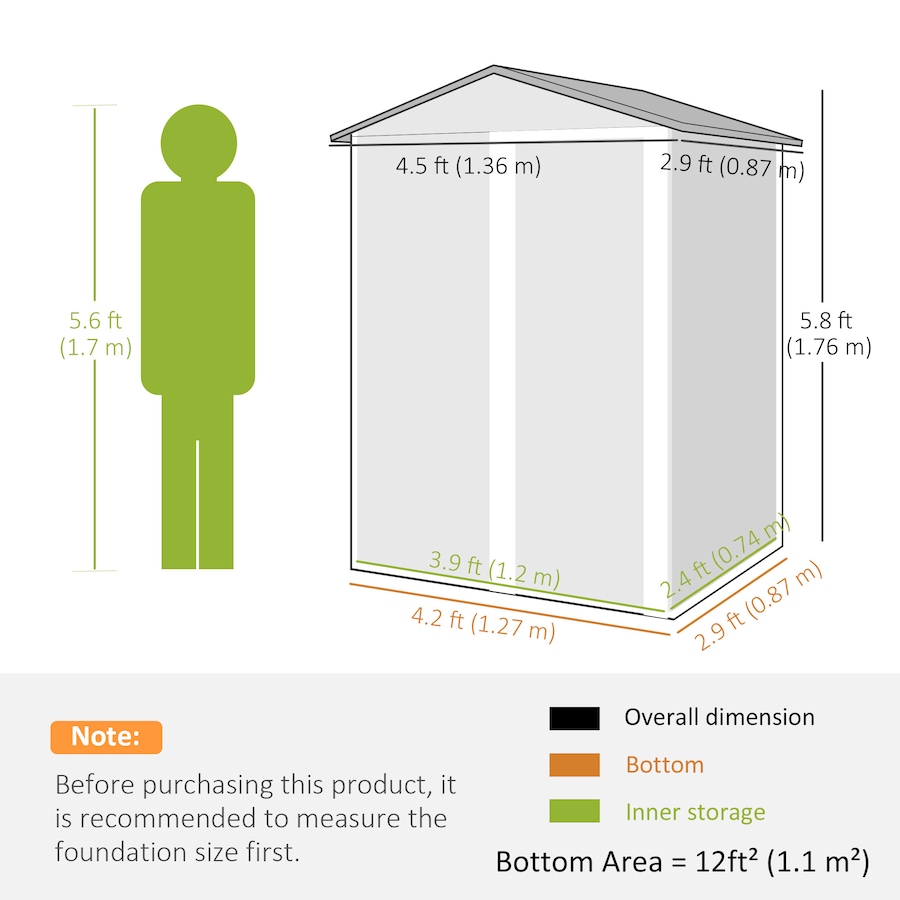 Image 968240_ALTMORE10.jpg, Product 968-240 / Price $179.99, Outsunny 4.5 x 3ft Outdoor Storage Shed, Metal Garden Shed, Wood Grain from Outsunny on TSC.ca's Home & Garden department