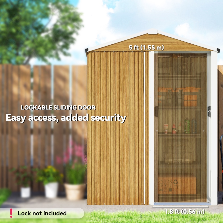 Image 968240_ALTMORE4.jpg, Product 968-240 / Price $179.99, Outsunny 4.5 x 3ft Outdoor Storage Shed, Metal Garden Shed, Wood Grain from Outsunny on TSC.ca's Home & Garden department