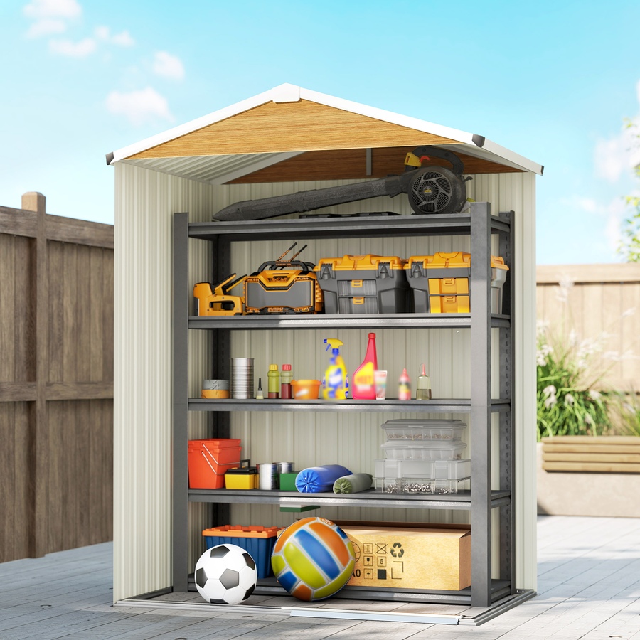 Image 968240_ALTMORE6.jpg, Product 968-240 / Price $179.99, Outsunny 4.5 x 3ft Outdoor Storage Shed, Metal Garden Shed, Wood Grain from Outsunny on TSC.ca's Home & Garden department