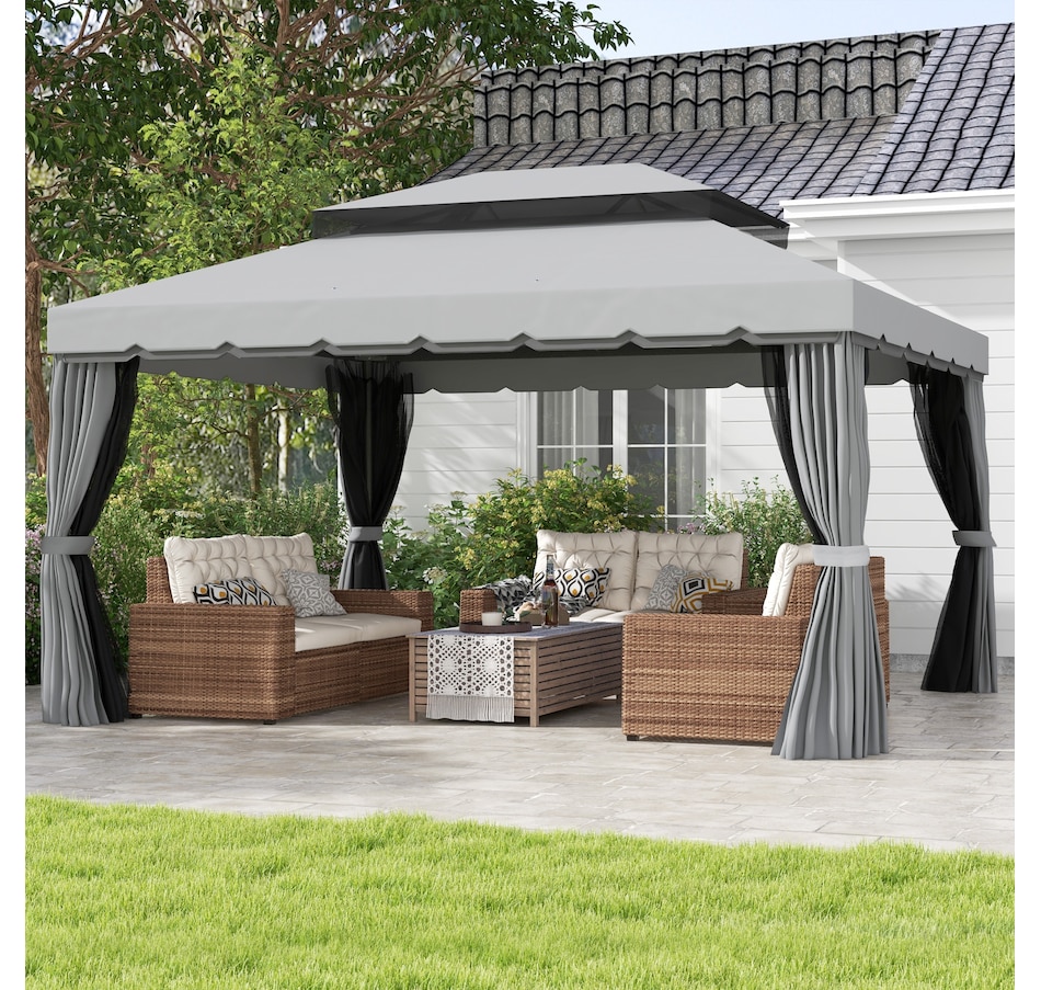 Image 968242_ALTMORE1.jpg, Product 968-242 / Price $419.99, Outsunny 13' x 10' Outdoor Patio Gazebo Canopy, Medium Grey from Outsunny on TSC.ca's Home & Garden department