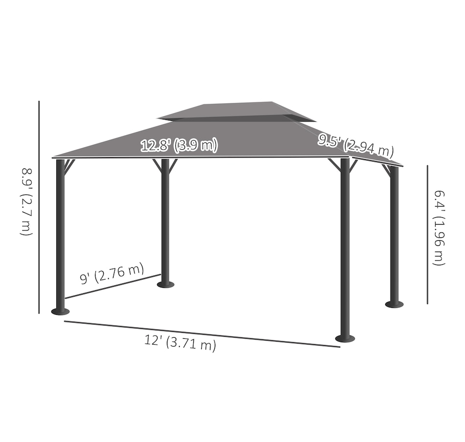Image 968242_ALTMORE2.jpg, Product 968-242 / Price $419.99, Outsunny 13' x 10' Outdoor Patio Gazebo Canopy, Medium Grey from Outsunny on TSC.ca's Home & Garden department