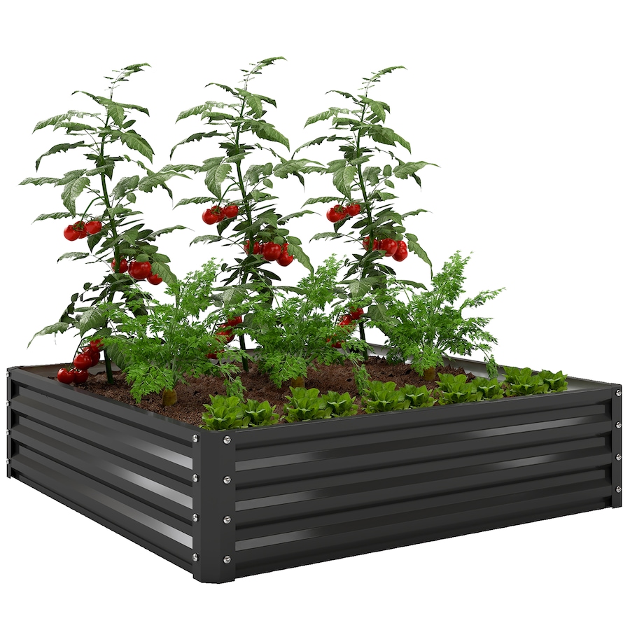 Image 968254.jpg, Product 968-254 / Price $72.99, Outsunny 4' x 4' x 1' Raised Garden Bed, Galvanized Planter Box Black from Outsunny on TSC.ca's Home & Garden department