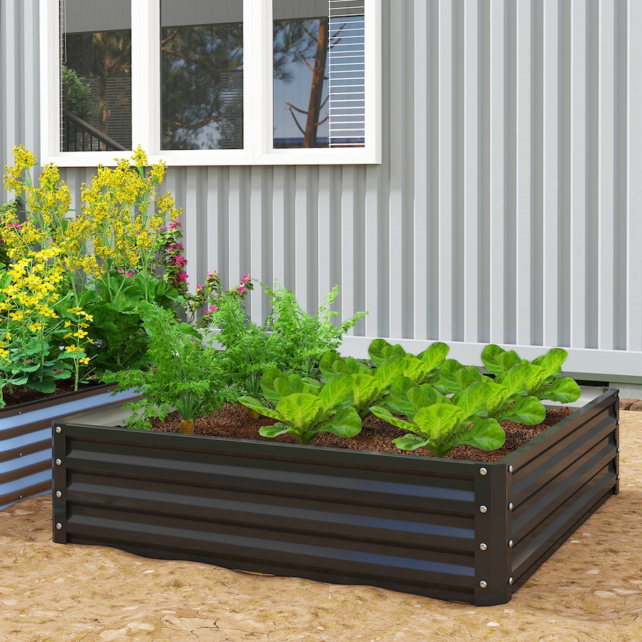 Image 968254_ALTMORE1.jpg, Product 968-254 / Price $72.99, Outsunny 4' x 4' x 1' Raised Garden Bed, Galvanized Planter Box Black from Outsunny on TSC.ca's Home & Garden department